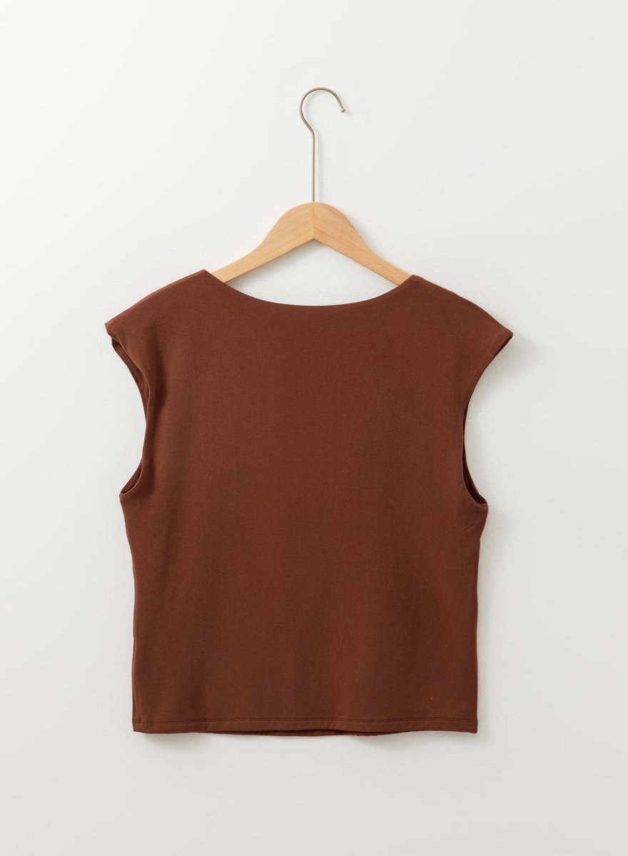 Coffee Solid Color U Neck Slim Fit Tank Top for Women - Love Salve